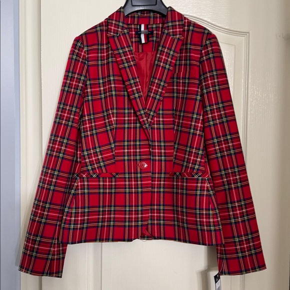 NWT Tommy Hilfiger Red Tartan Women's Blazer - Picture 13 of 14